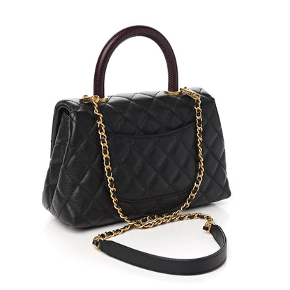 Chanel Caviar Lizard Embossed Quilted Mini Coco Handle Flap Black 2 of 9