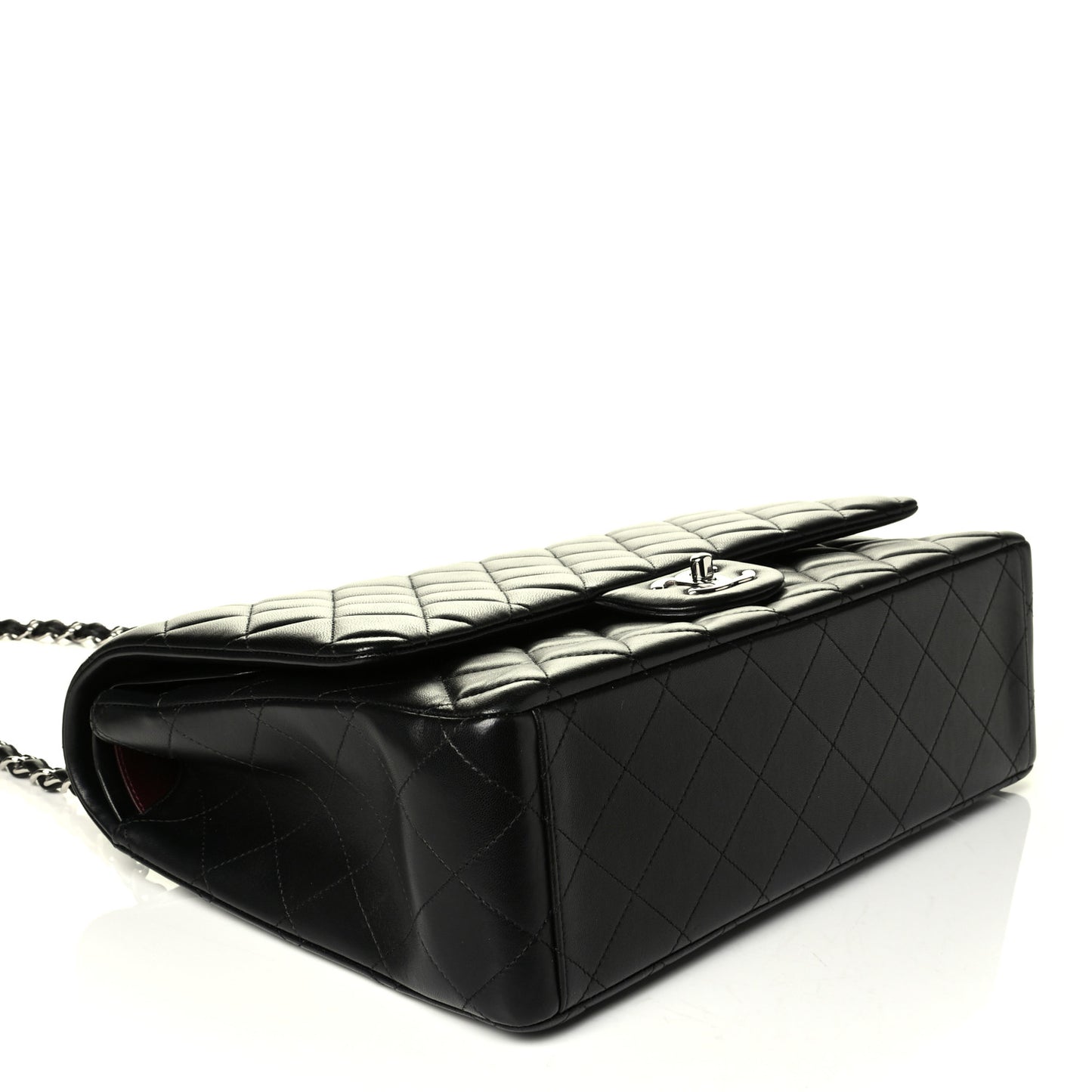 Lambskin Quilted Maxi Double Flap Black