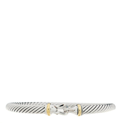 David Yurman Sterling Silver 18K Yellow Gold 5mm Cable Classic Buckle Bracelet 1 of 4
