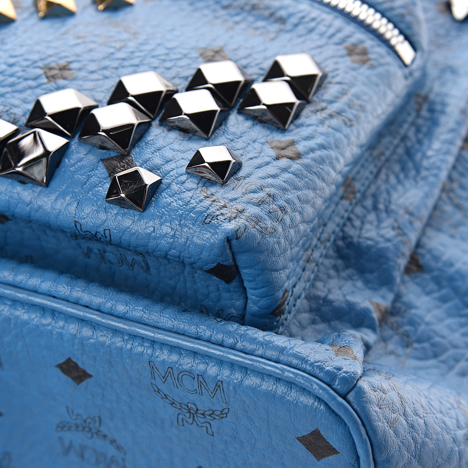 MCM Visetos Studded Medium Stark M Backpack Munich Blue 11 of 11