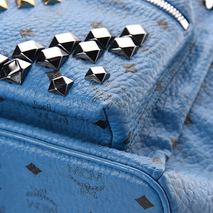 MCM Visetos Studded Medium Stark M Backpack Munich Blue 11 of 11