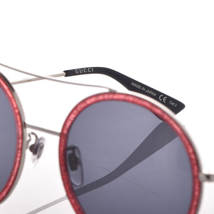 Gucci Metal Round Frame Glitter Sunglasses GG0061S Red 5 of 7