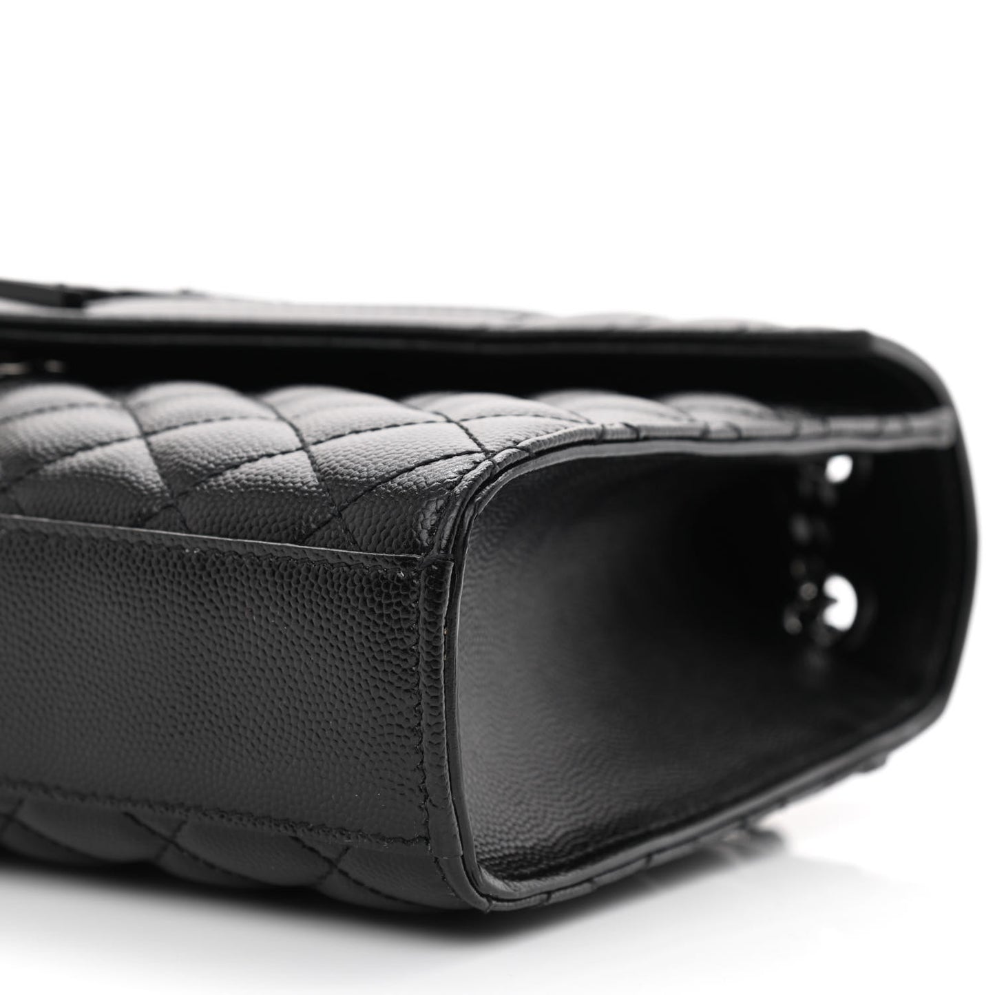 Grain De Poudre Textured Mixed Matelasse Triquilt Medium Monogram Satchel Black