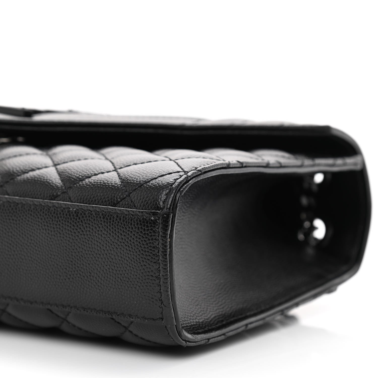 Saint Laurent Grain De Poudre Textured Mixed Matelasse Triquilt Medium Monogram Satchel Black 10 of 12