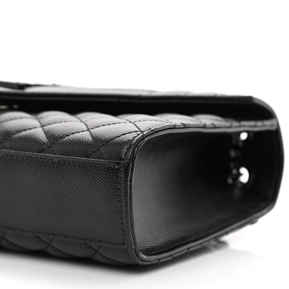 Saint Laurent Grain De Poudre Textured Mixed Matelasse Triquilt Medium Monogram Satchel Black 10 of 12