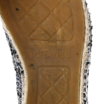 Chanel Metallic Tweed Lambskin CC Espadrilles 38 Blue Black Silver 6 of 11