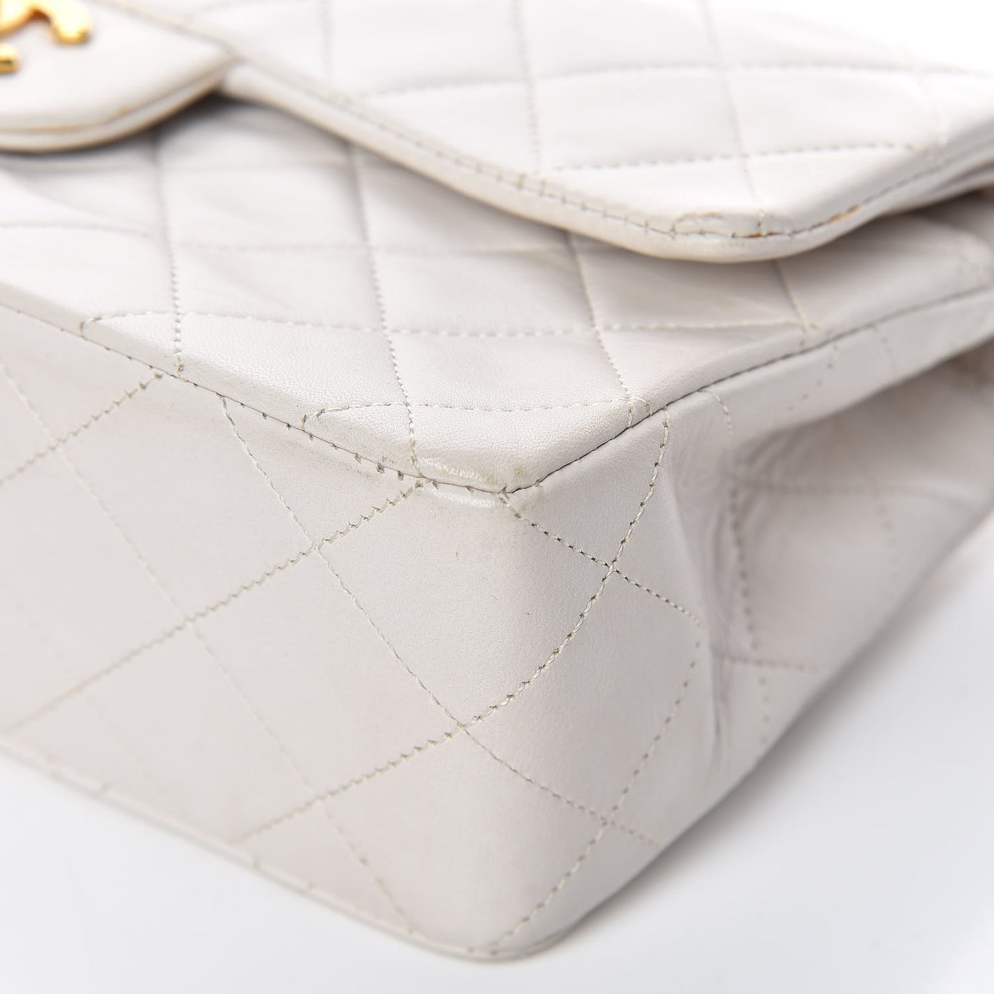 Lambskin Quilted Small Double Flap White