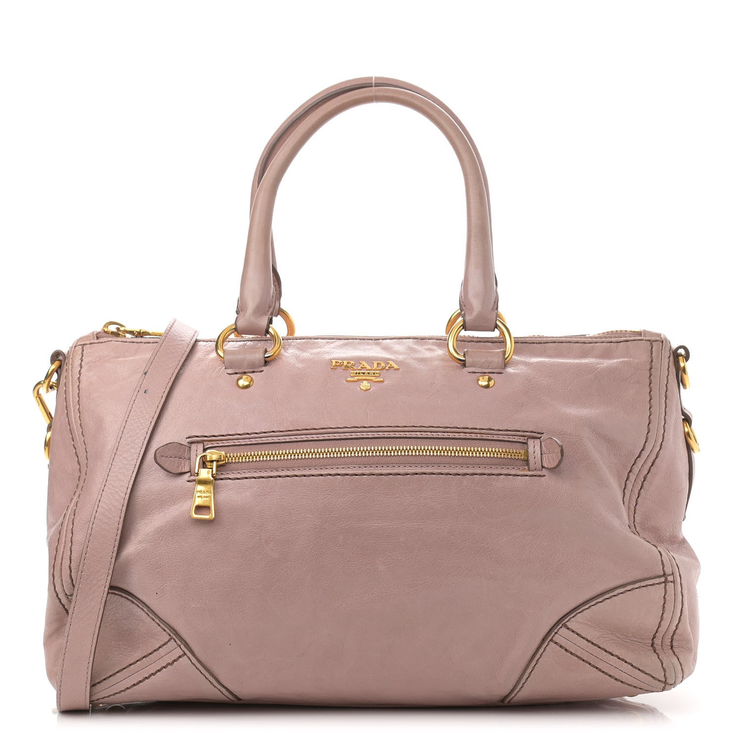 Prada Vitello Shine Antik Satchel Mughetto 1 of 15