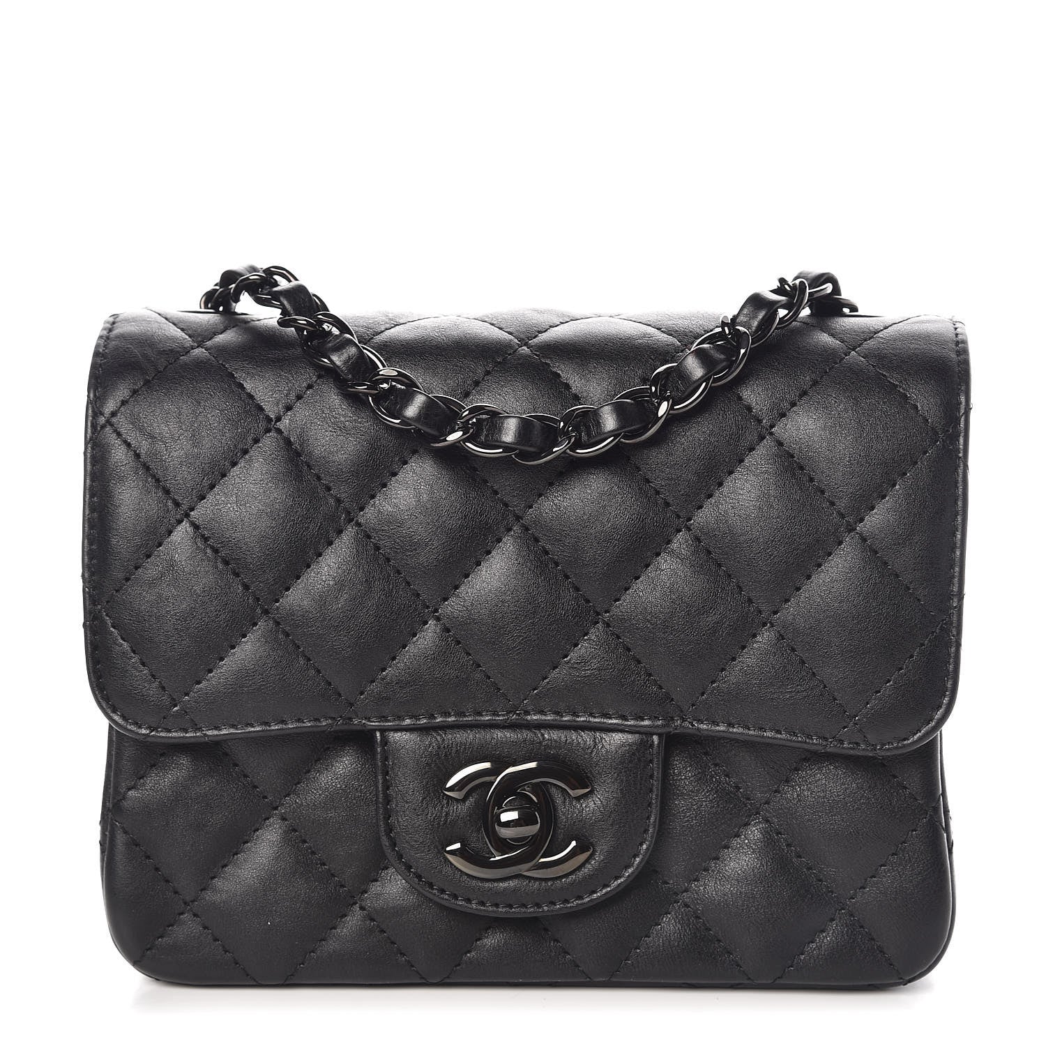 Chanel Crumpled Calfskin Quilted Mini Square Flap So Black 1 of 8