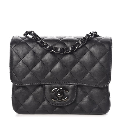 Chanel Crumpled Calfskin Quilted Mini Square Flap So Black 1 of 8