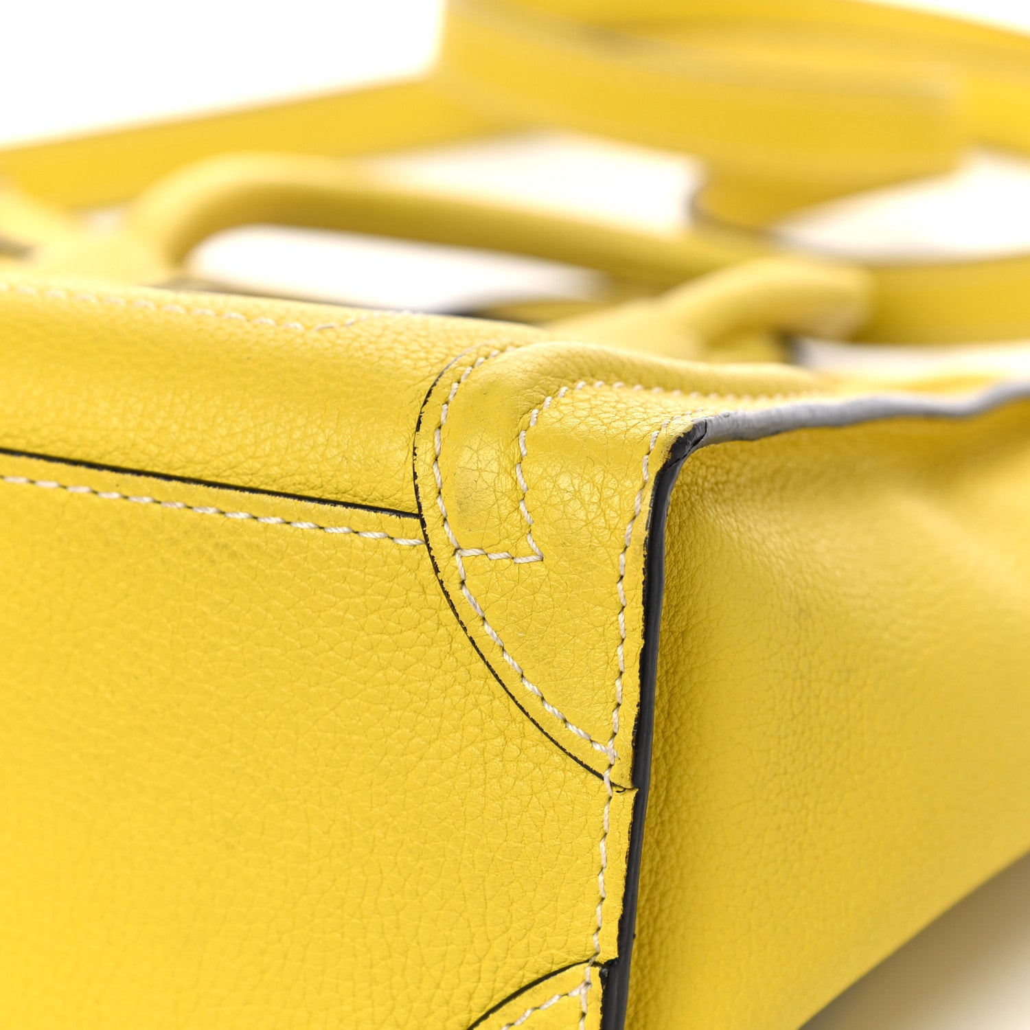 Celine Drummed Calfskin Nano Luggage Citron 9 of 18
