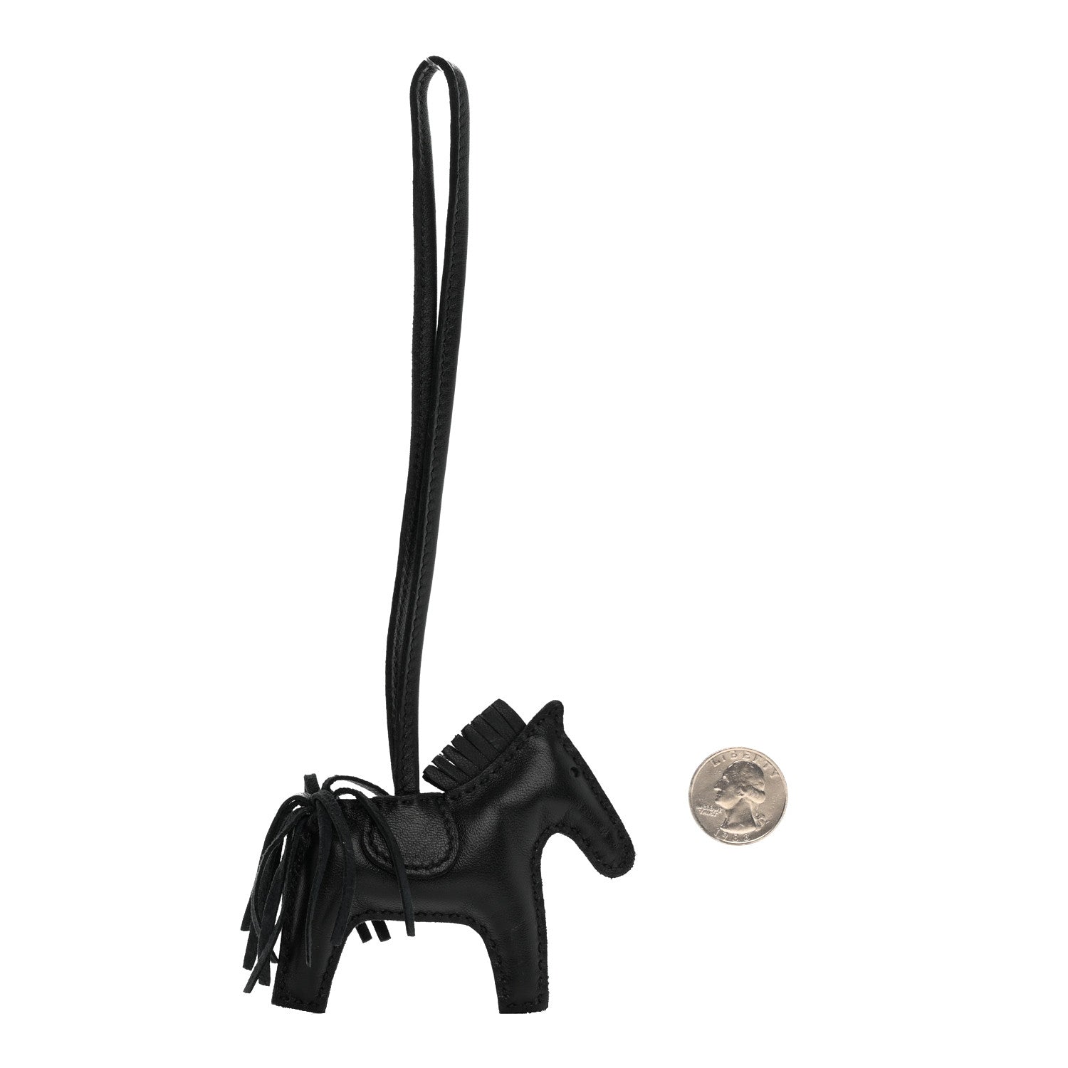 Hermes Milo Lambskin Grigri Rodeo Horse Bag Charm MM So Black 2 of 5