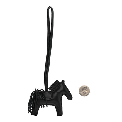 Hermes Milo Lambskin Grigri Rodeo Horse Bag Charm MM So Black 2 of 5