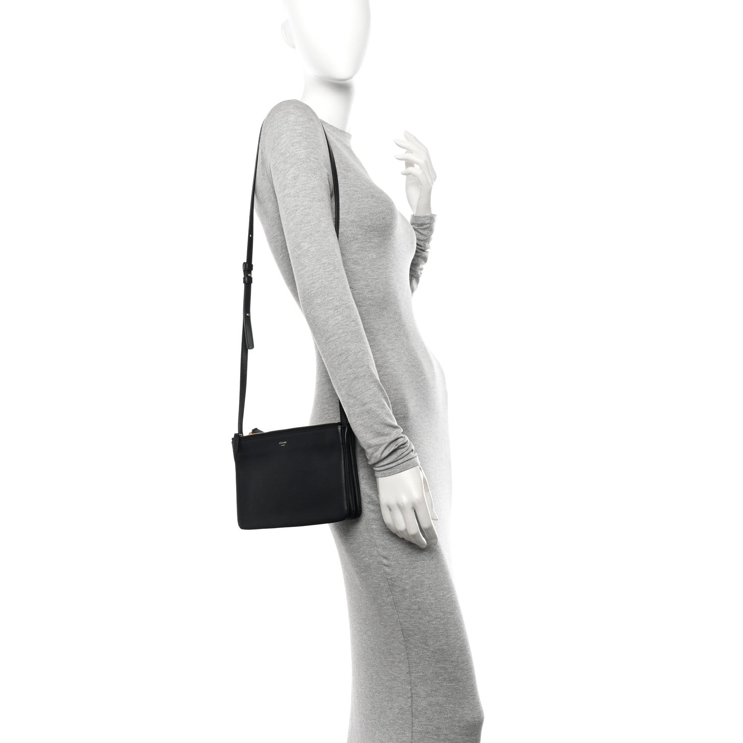 Celine Lambskin Small Trio Crossbody Bag Black 2 of 14