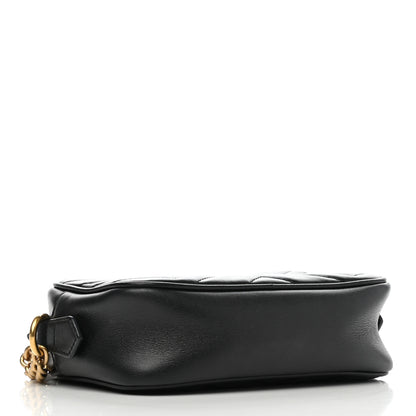 Gucci Calfskin Matelasse Mini GG Marmont Chain Shoulder Bag Black 4 of 12