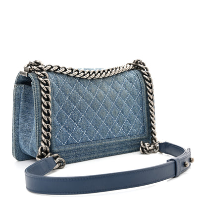 Chanel Denim Quilted Medium Boy Flap Blue 3 of 10