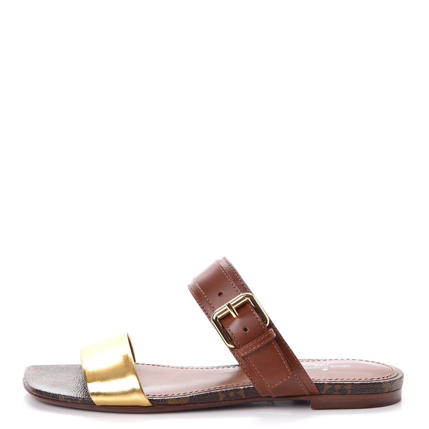 Louis Vuitton Calfskin Monogram Golden Bloom Flat Sandals 36 Gold 1 of 8