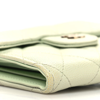 Chanel Caviar Quilted Compact Flap Wallet Light Green 10 of 12