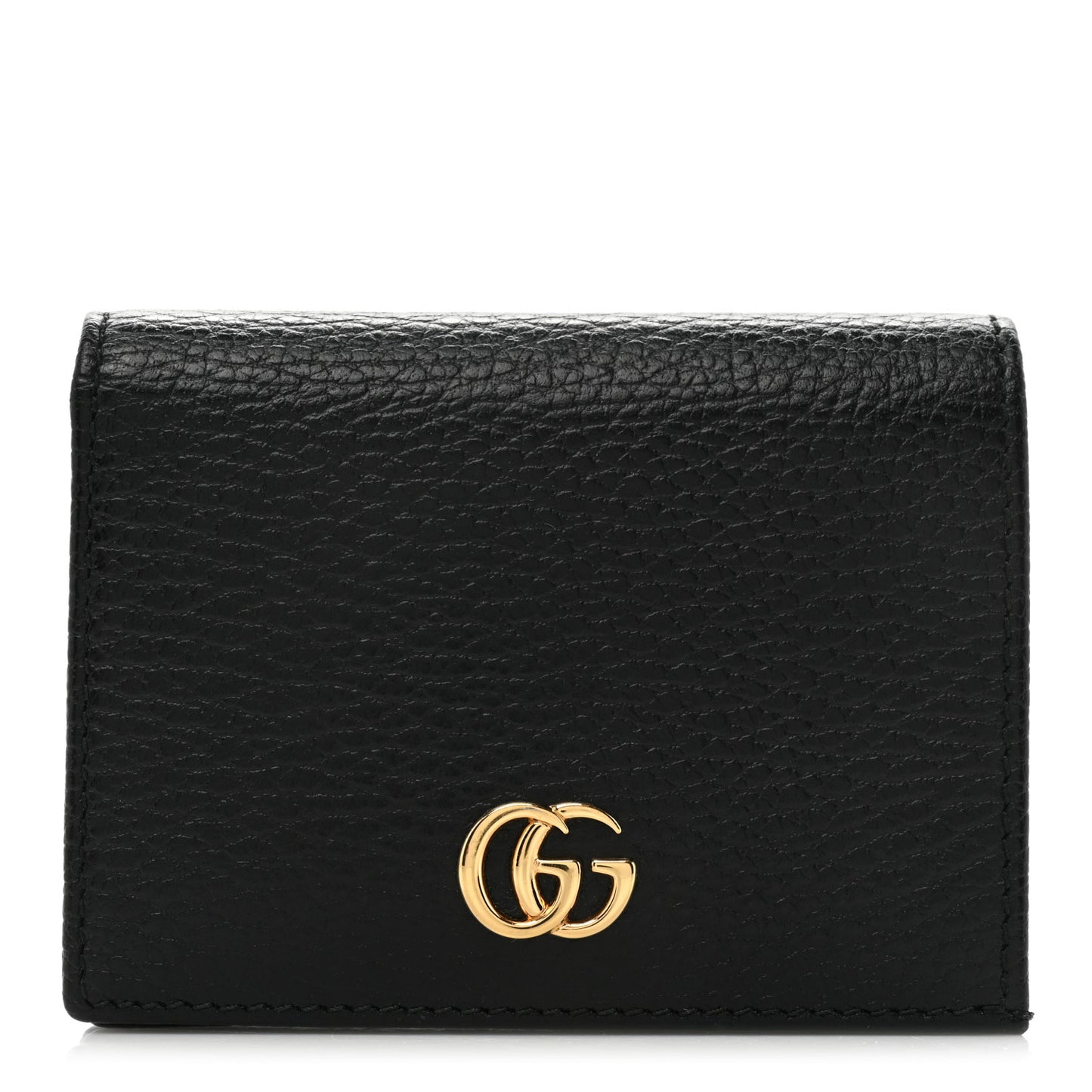 Pebbled Calfskin GG Marmont Card Case Black