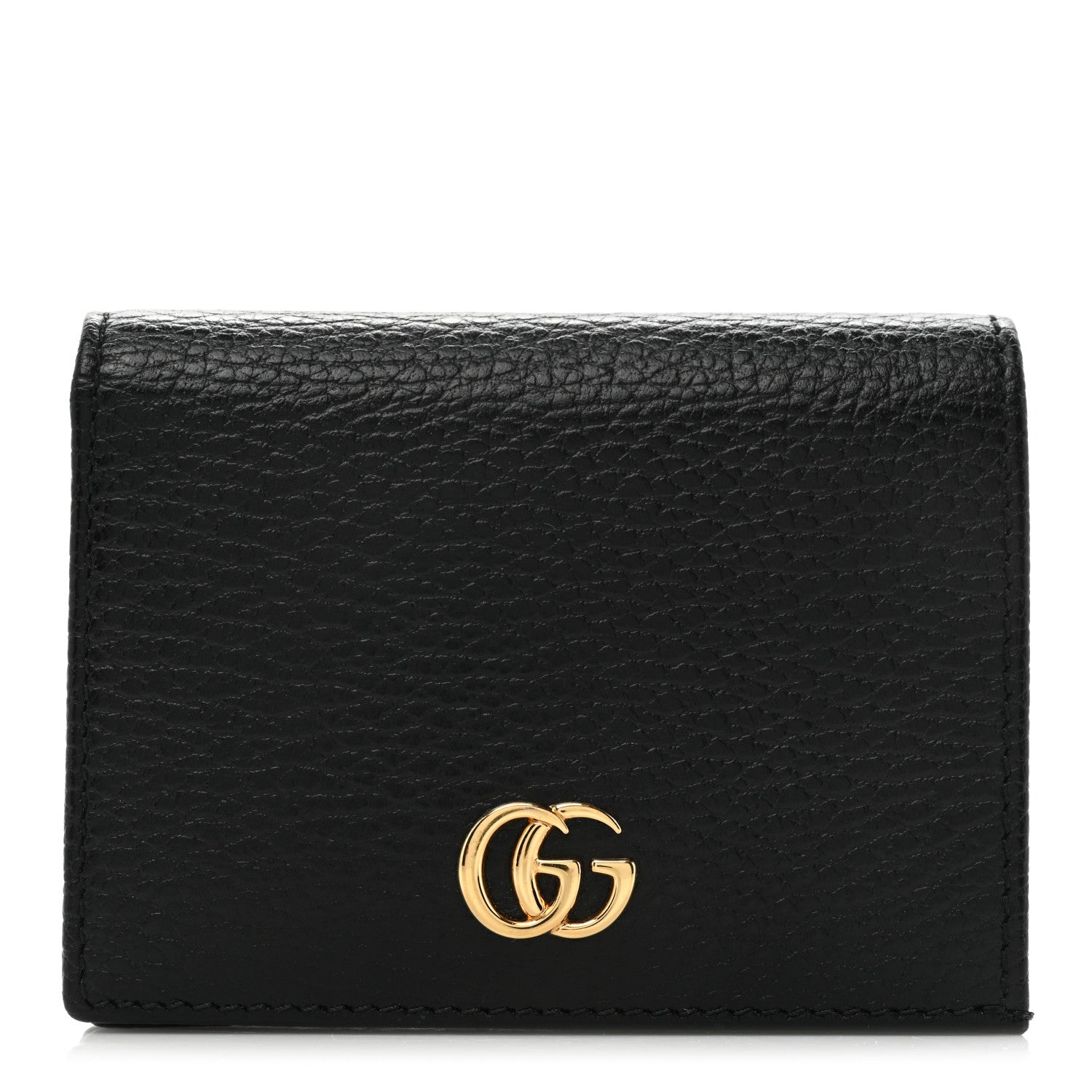 Gucci Pebbled Calfskin GG Marmont Card Case Black 1 of 13
