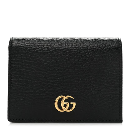 Gucci Pebbled Calfskin GG Marmont Card Case Black 1 of 13