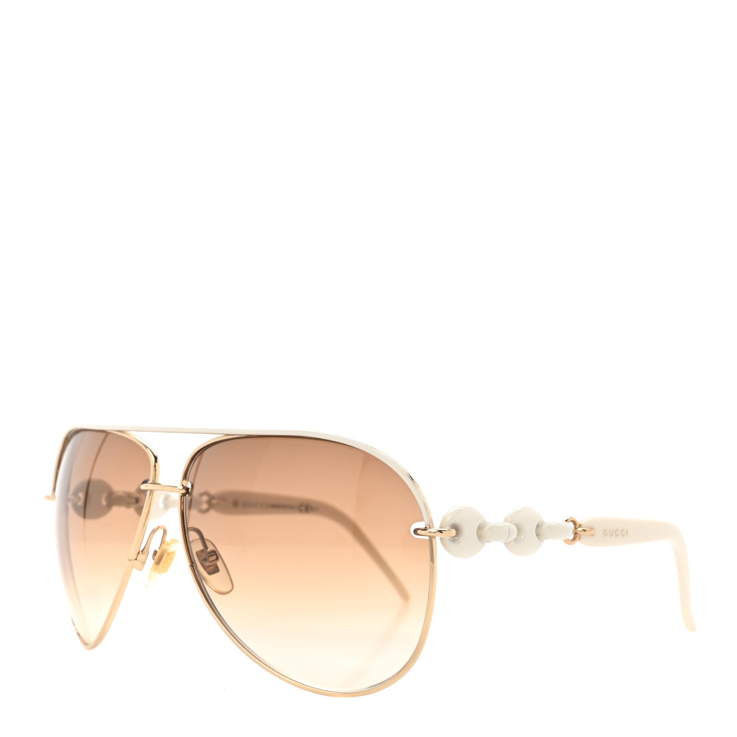 Gucci Marina Chain Aviator Sunglasses GG 4225/S Gold White 1 of 8