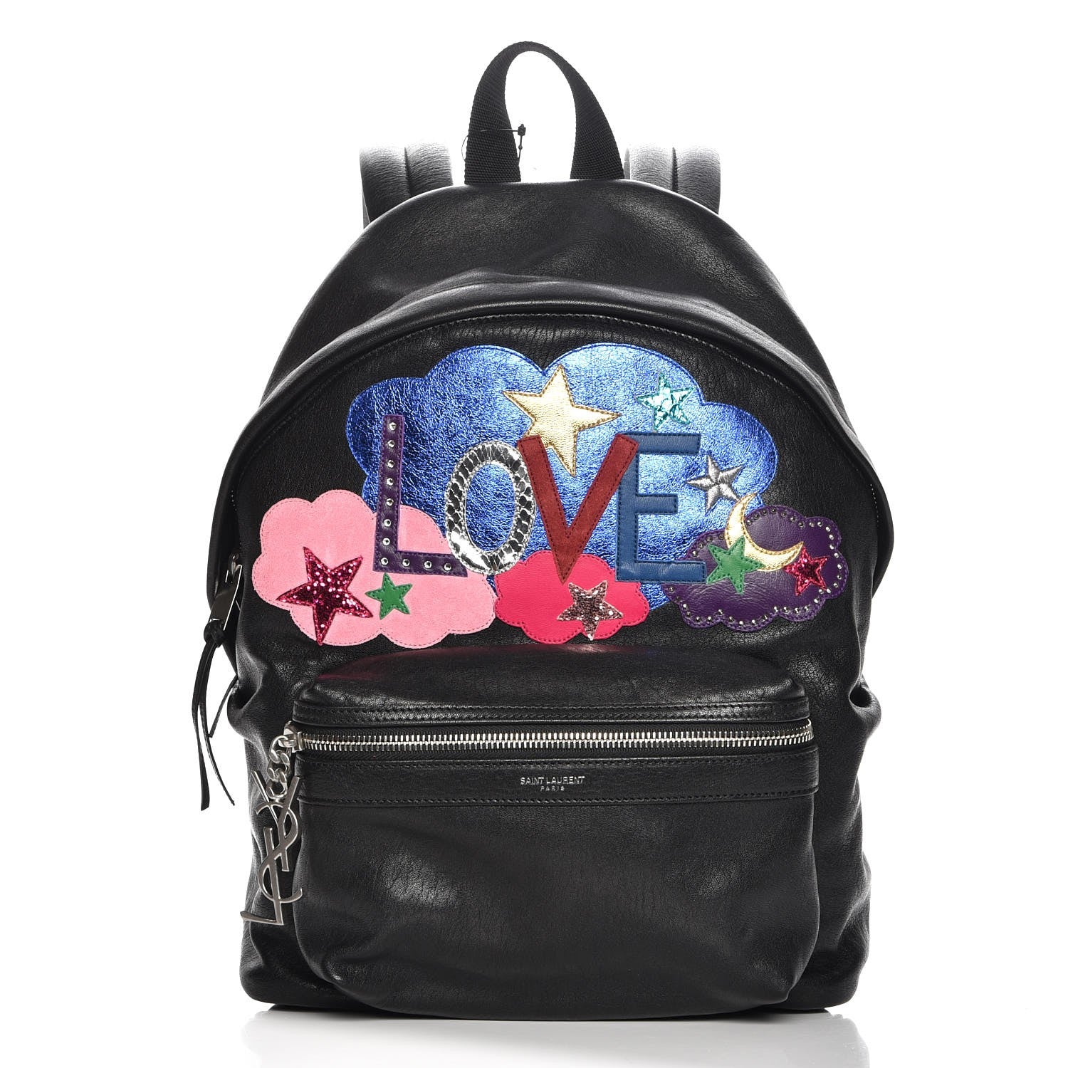 Saint Laurent Sheepskin Mini Love Appliqué City Backpack Black 1 of 7