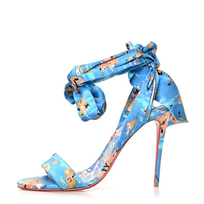 Christian Louboutin Crepe Satin Greekaba Du Desert 100 Sandal 37 Blue Multicolor 1 of 7