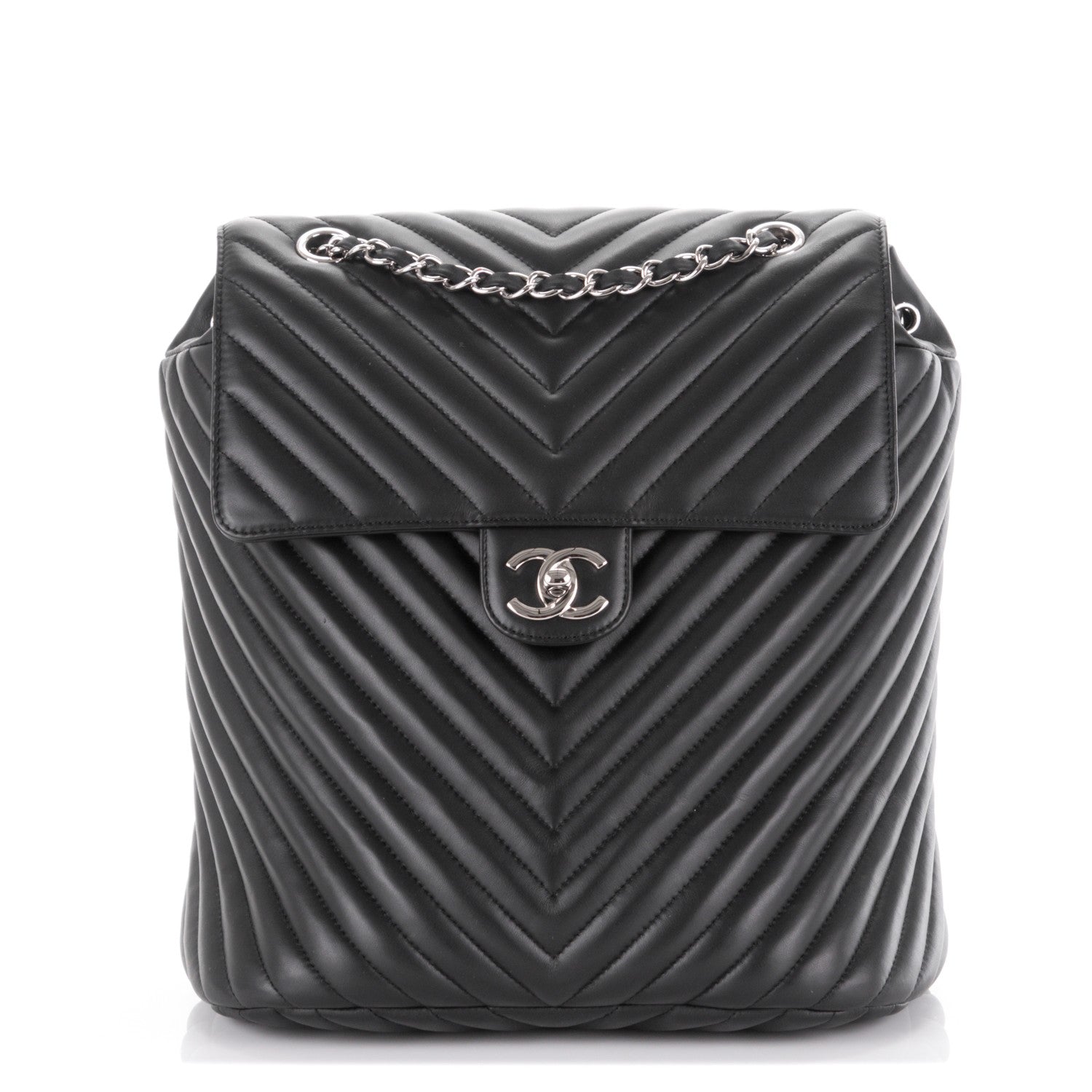 Chanel Calfskin Chevron Quilted Large Urban Spirit Backpack Black 1 of 7