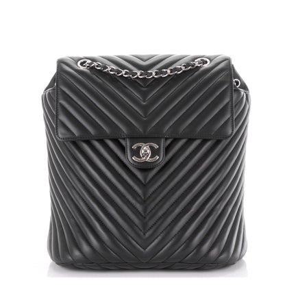 Chanel Calfskin Chevron Quilted Large Urban Spirit Backpack Black 1 of 7
