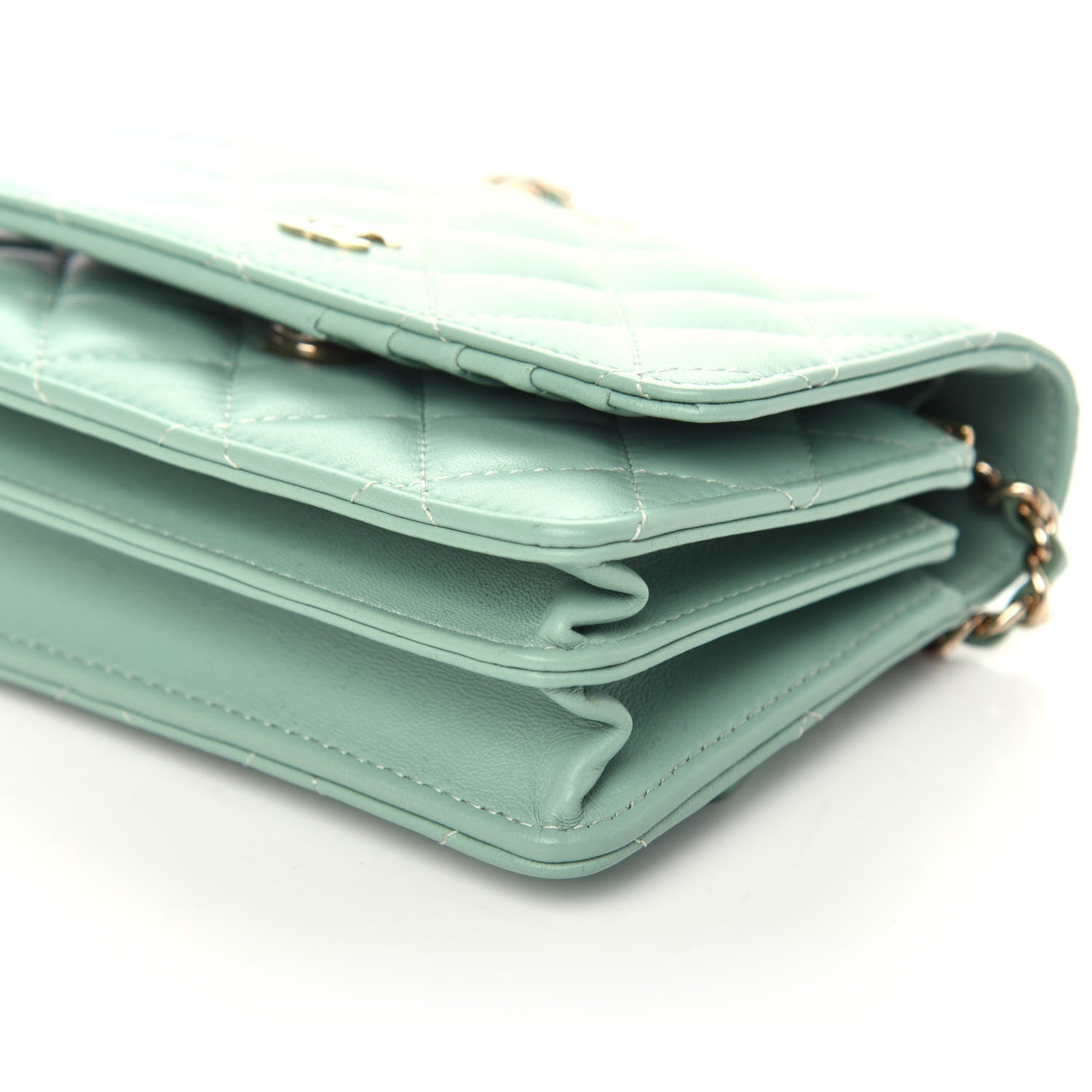 Chanel Lambskin Quilted Mini Wallet On Chain WOC Light Green 9 of 10