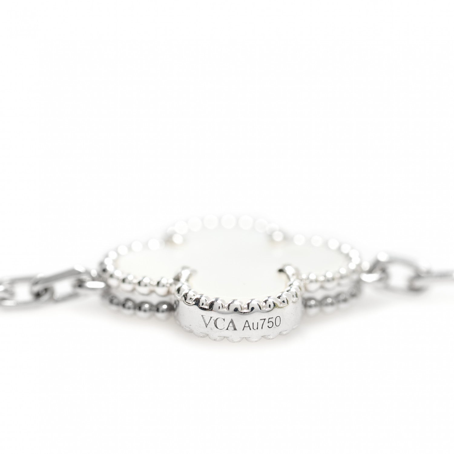 Van Cleef & Arpels 18K White Gold Mother of Pearl 5 Motifs Vintage Alhambra Bracelet 3 of 6
