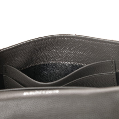 Saint Laurent Grain De Poudre Matelasse Chevron Small Monogram Envelope Wallet Earth 7 of 8