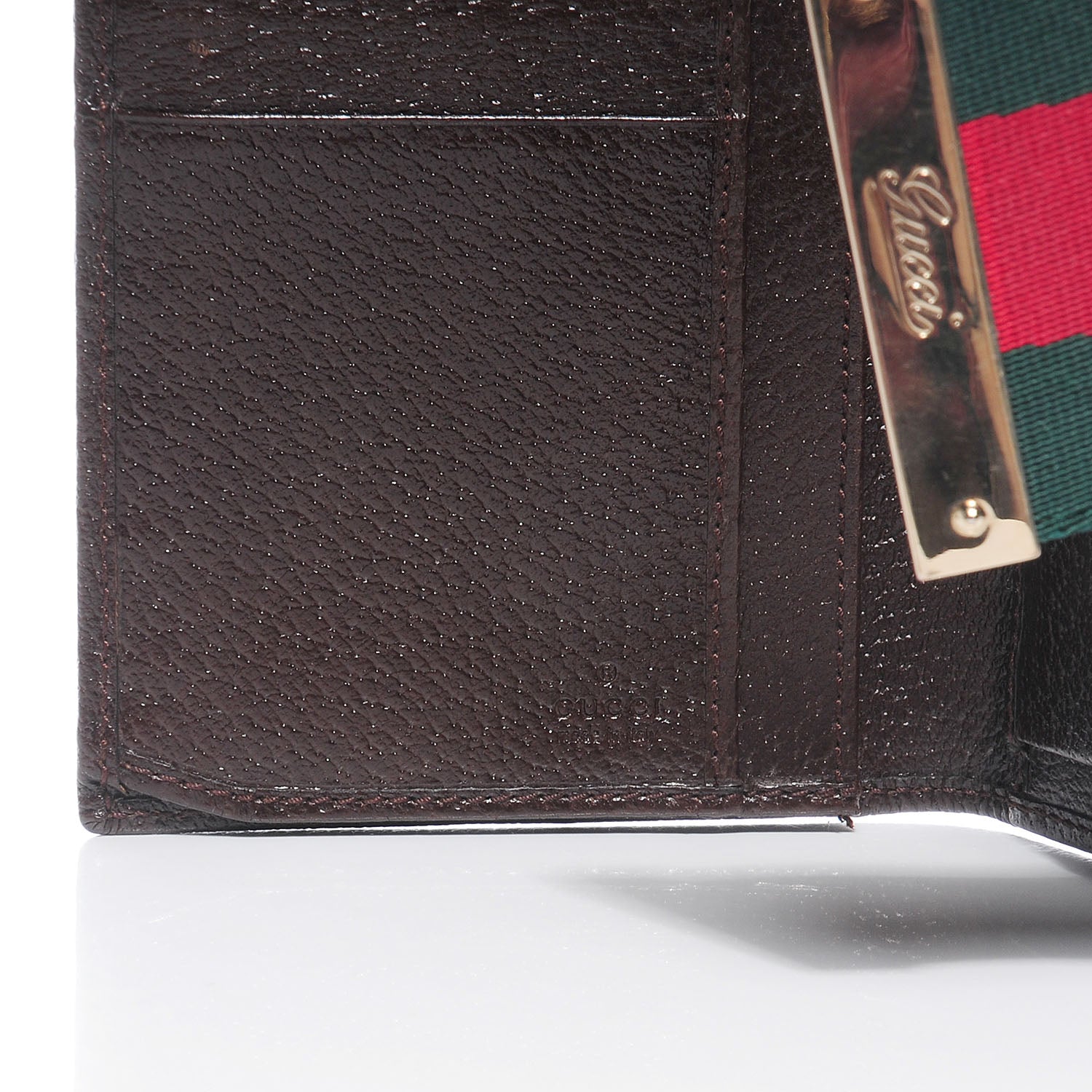 Gucci Monogram Calfskin Ladies Web Long Wallet Beige Ebony Cocoa 5 of 6