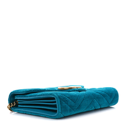 Gucci Velvet Matelasse GG Marmont Chain Wallet Pavone Cyan 4 of 10