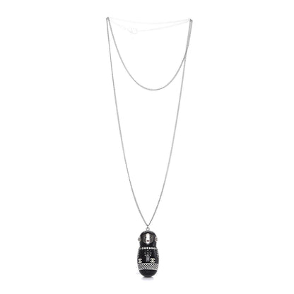Chanel Resin Matryoshka Russian Doll Necklace Black 3 of 6