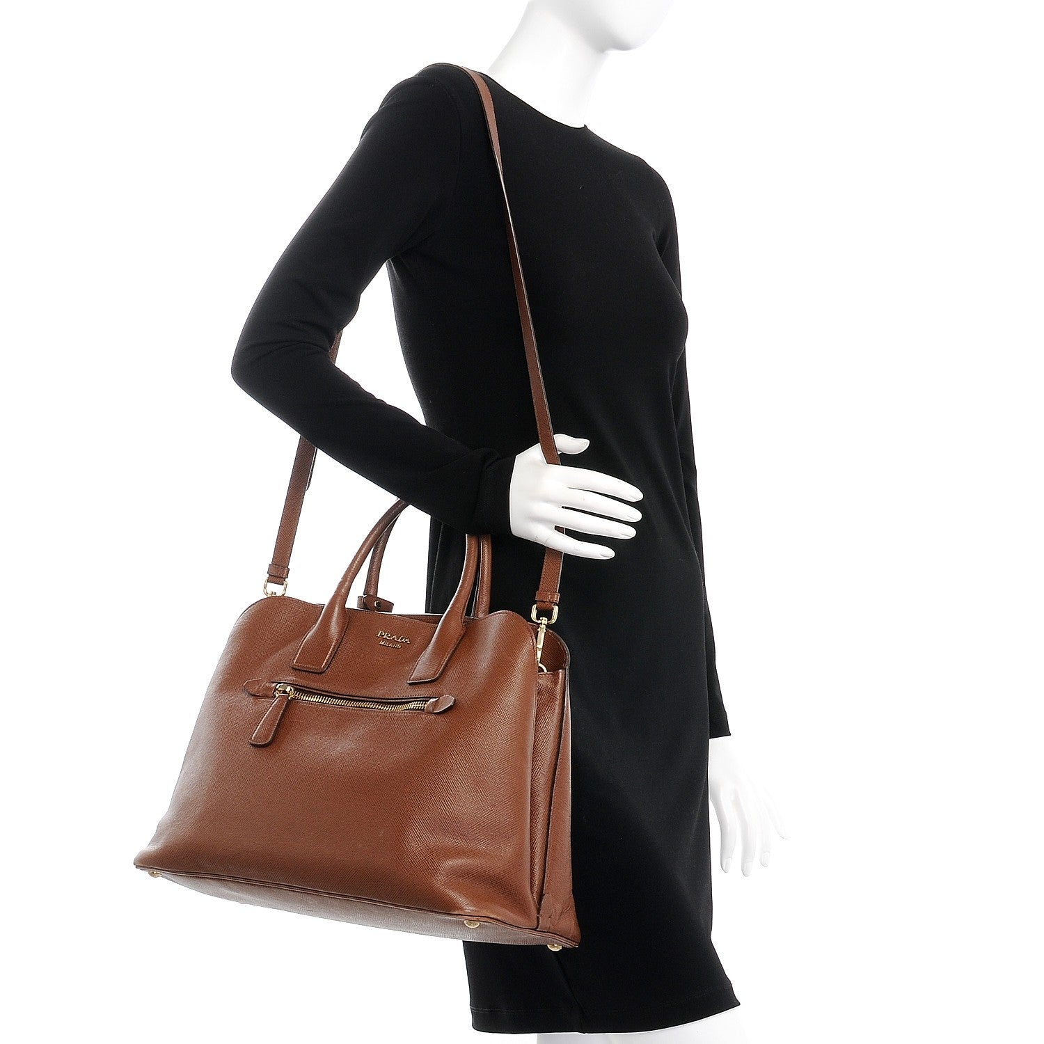 Prada Saffiano Cuir Open Promenade Tote Palissandro 2 of 13
