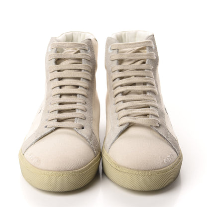 Saint Laurent Distressed Canvas Womens Classic Court High Top Sneakers 37.5 Milk Panna 2 of 11