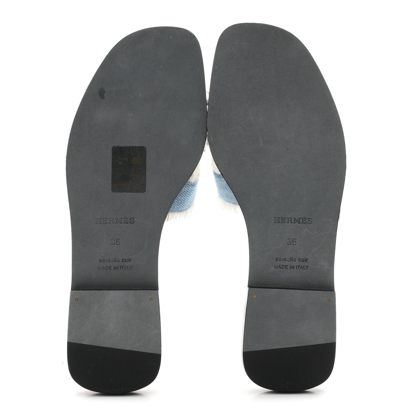Denim Oran Fringe Sandals 36 Bleu Clair