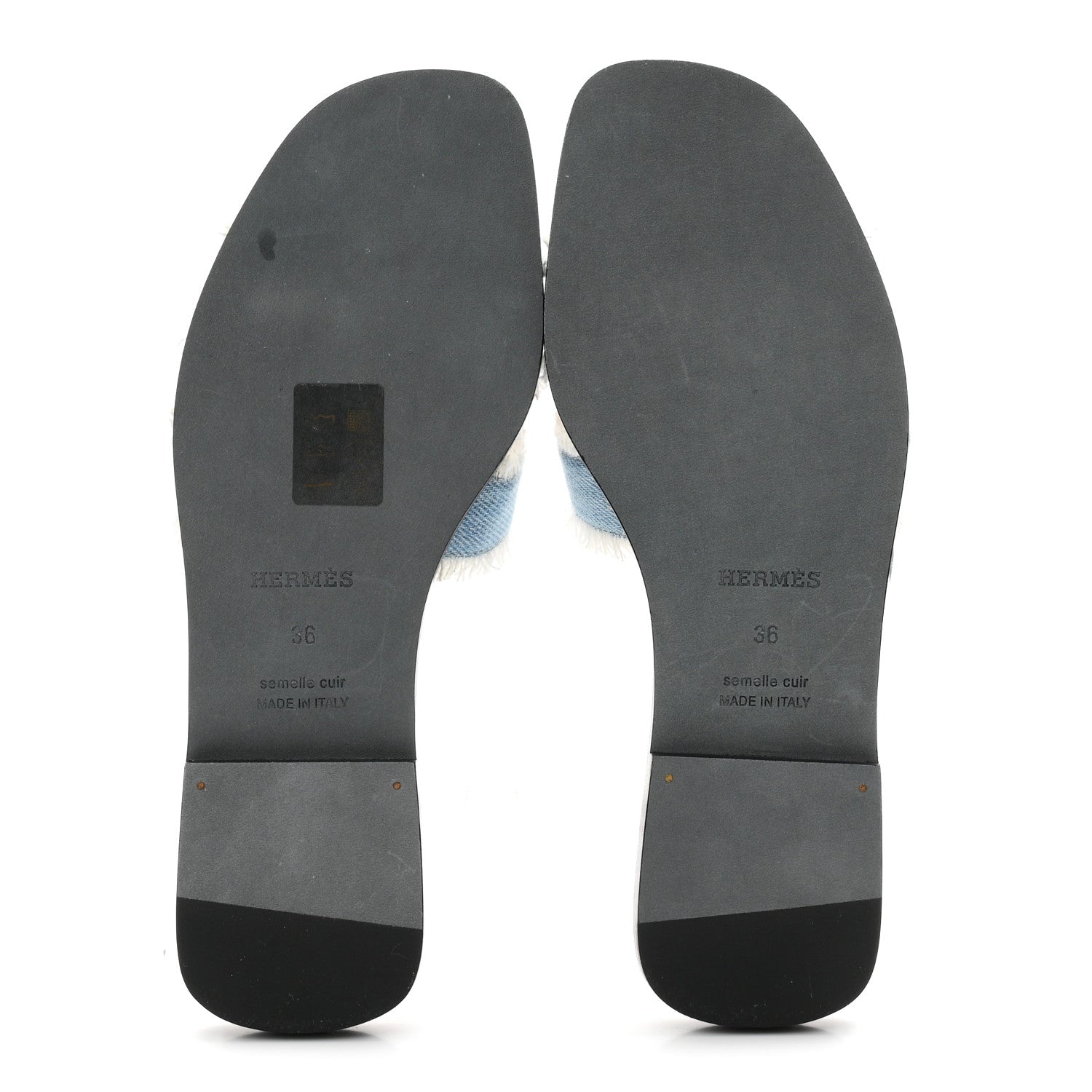 Hermes Denim Oran Fringe Sandals 36 Bleu Clair 6 of 10