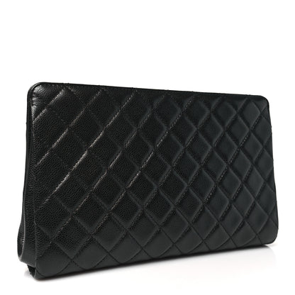 Chanel Caviar Quilted CC Large Clutch Black 3 of 11