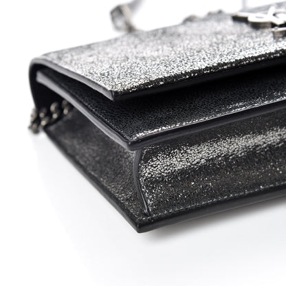 Saint Laurent Metallic Suede Star 3D Monogram Tassel Chain Wallet Acciaio Black 5 of 9