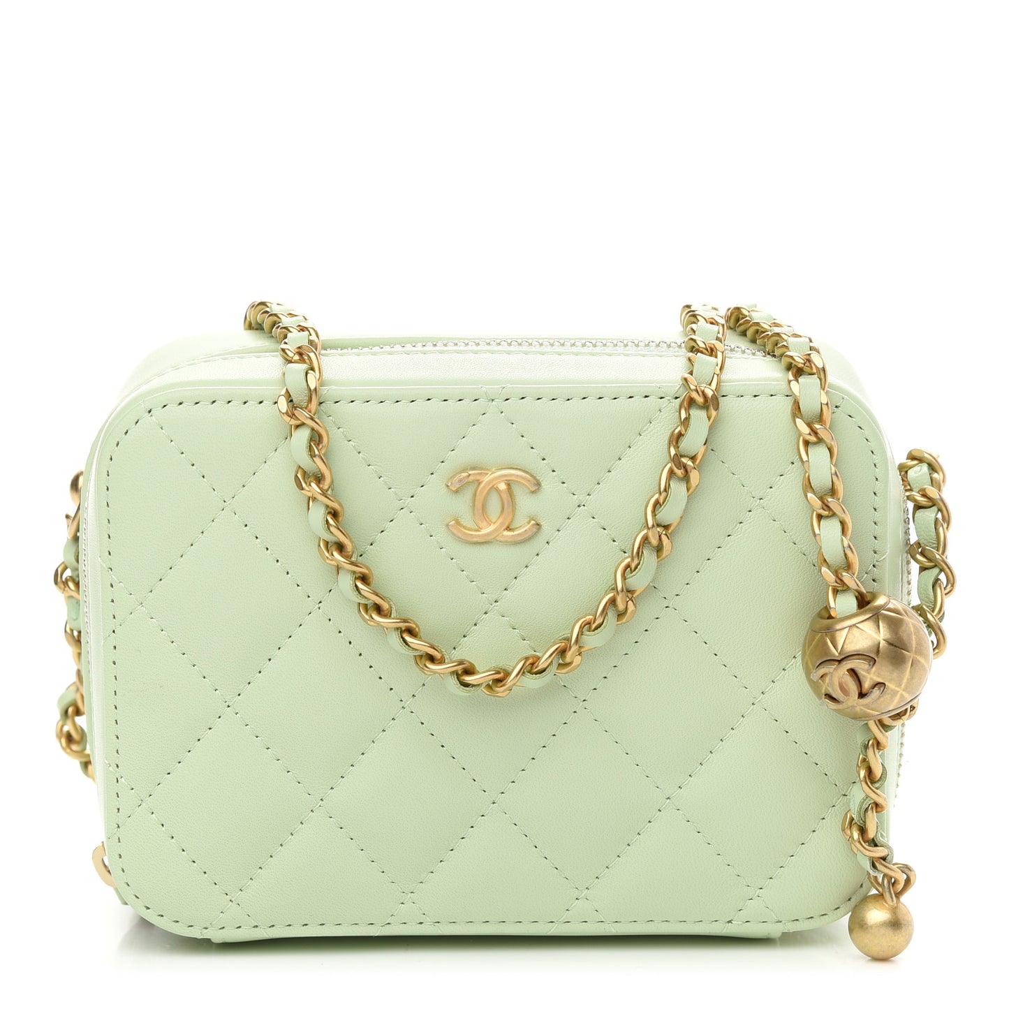 Lambskin Quilted CC Pearl Crush Camera Case Light Green