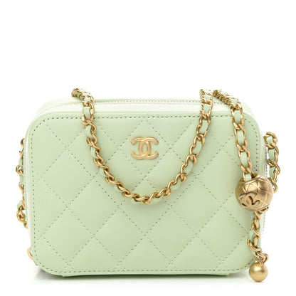 Chanel Lambskin Quilted CC Pearl Crush Camera Case Light Green 1 of 10