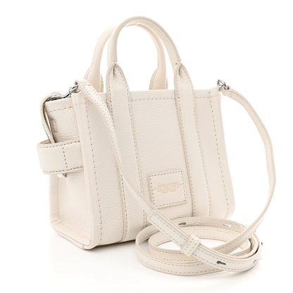 Marc Jacobs Grained Calfskin Micro The Tote Bag Cotton Silver 3 of 9
