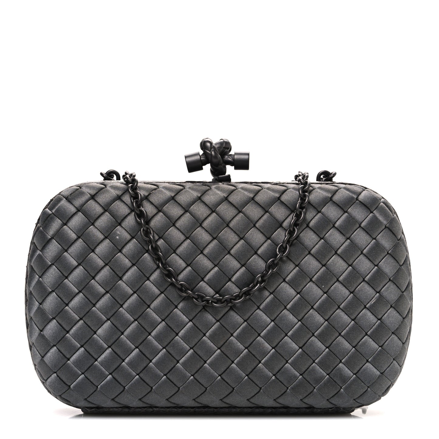Satin Ayers Intrecciato Chain Knot Clutch Grey