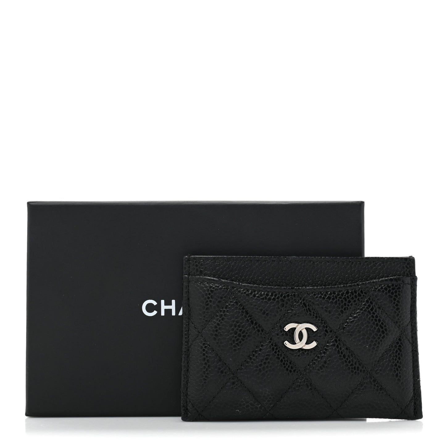 Caviar Quilted Card Holder Black