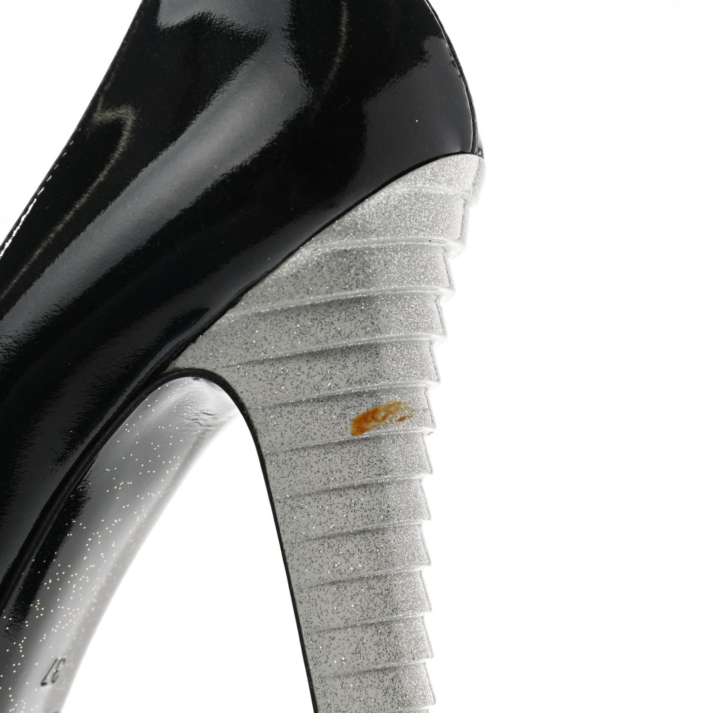 Patent Glitter Cap Toe Pumps 37 Black