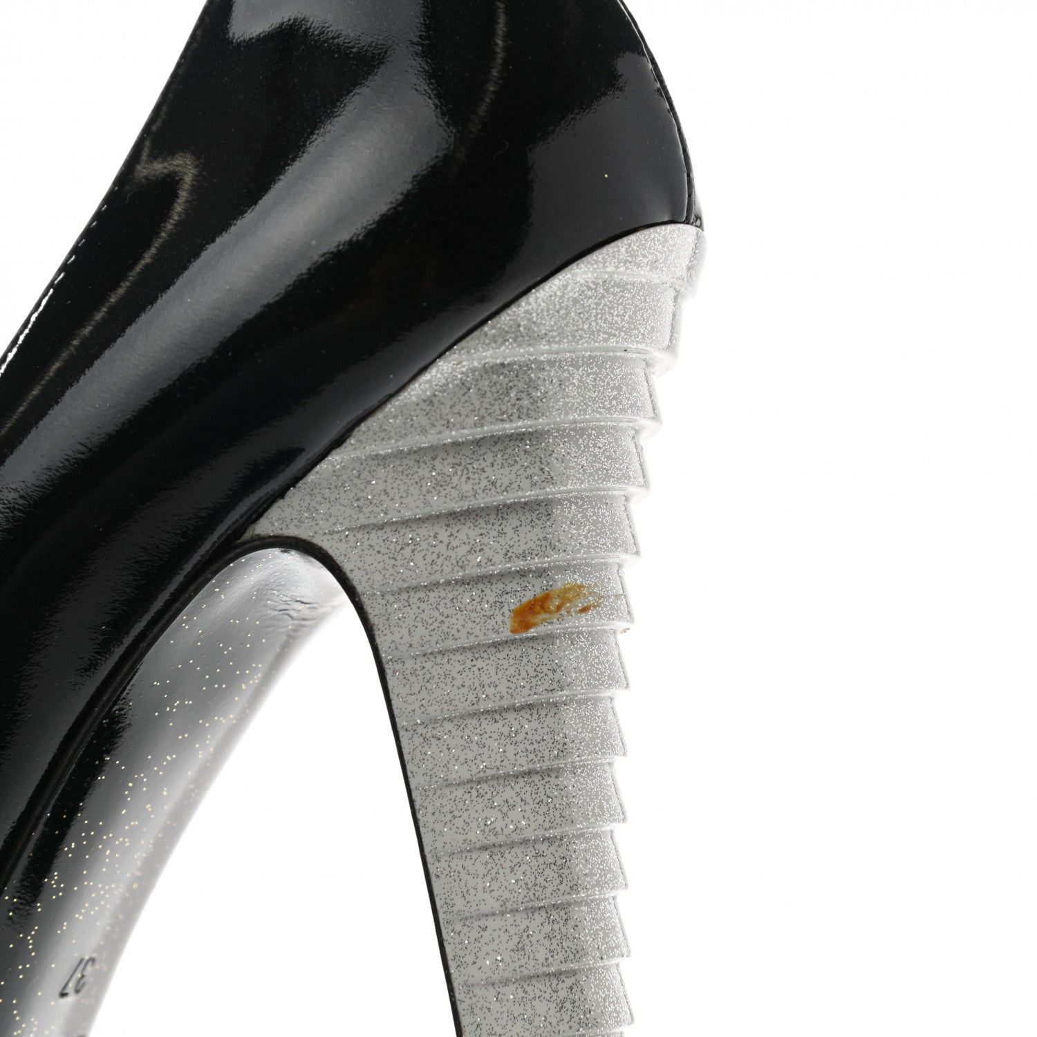 Chanel Patent Glitter Cap Toe Pumps 37 Black 12 of 12