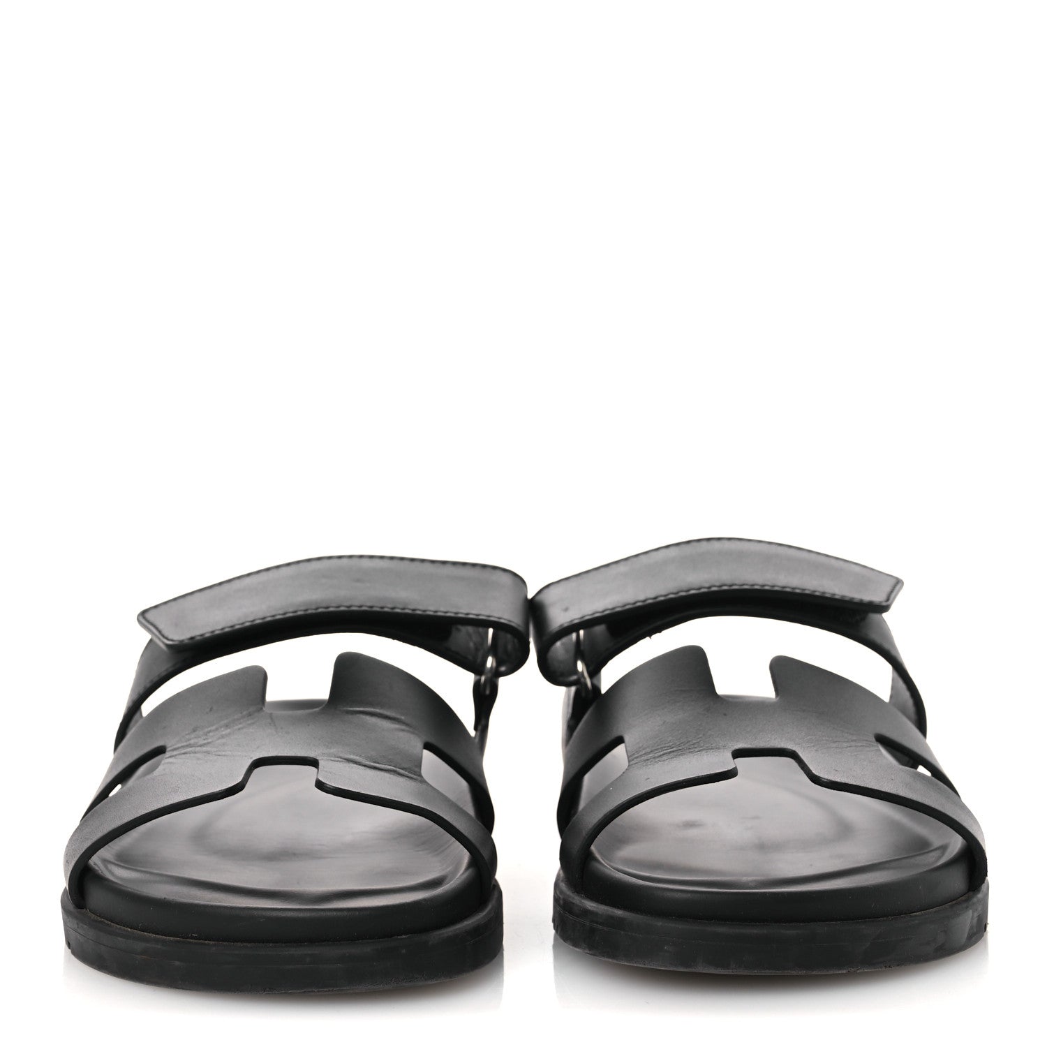 Hermes Calfskin Womens Chypre Sandals 37 Black 3 of 14